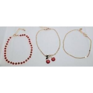 3-piece cherry anklet set